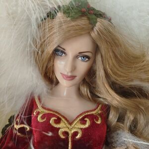 Franklin Mint Blonde Wig with Red and Gold Accents